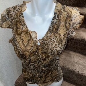 Vintage Allison Taylor‎ silk cheetah blouse